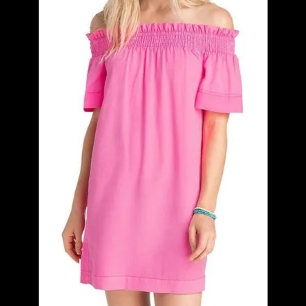 Vineyard vines garment died Madison off the shoulder Malibu pink dress